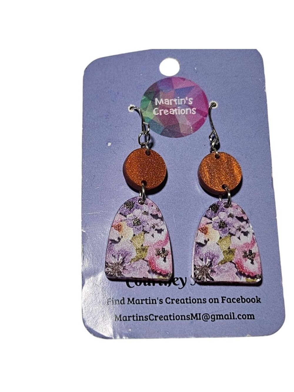 Martins Creations Floral Glitter Dangle Earrings Statement Fashion Jewelry Women